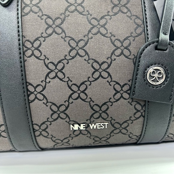NEW Nine West Briar Satchel Purse Black Logo - Picture 2 of 12